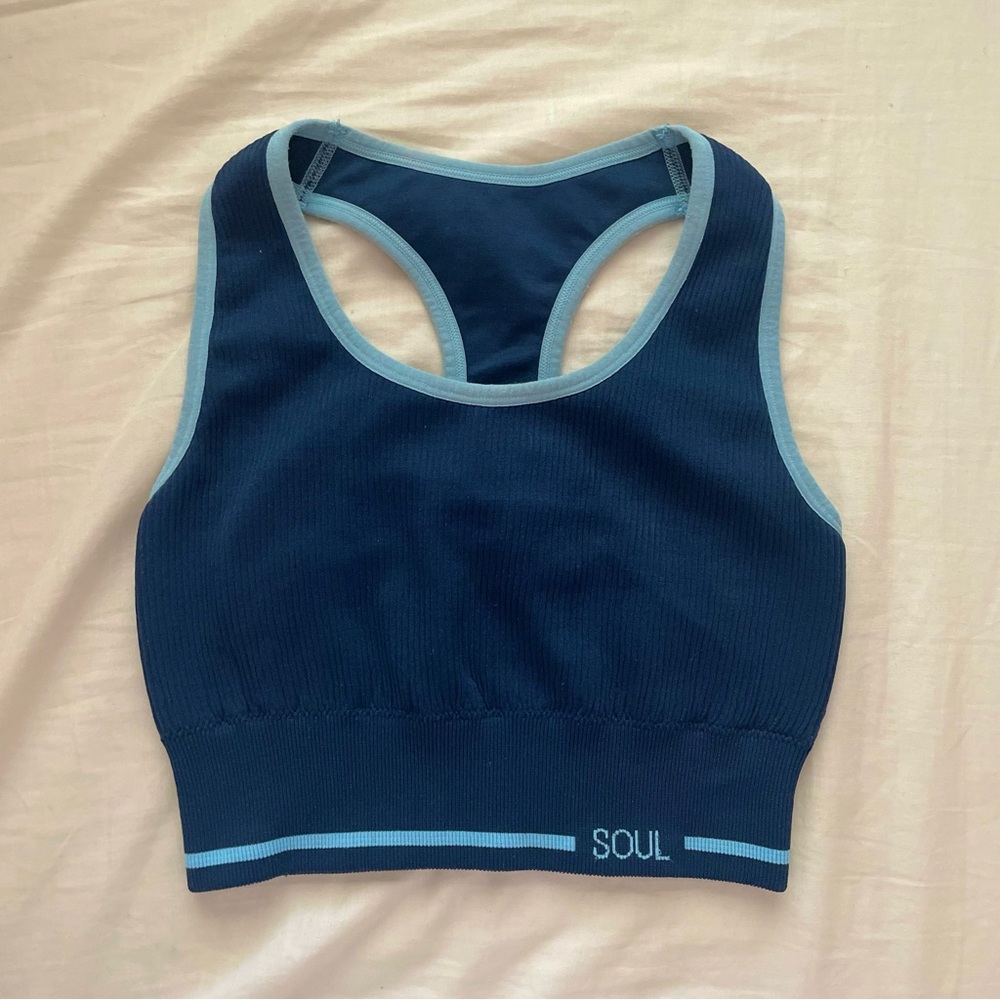 Soulcycle Navy Ribbed Sports Bra size S